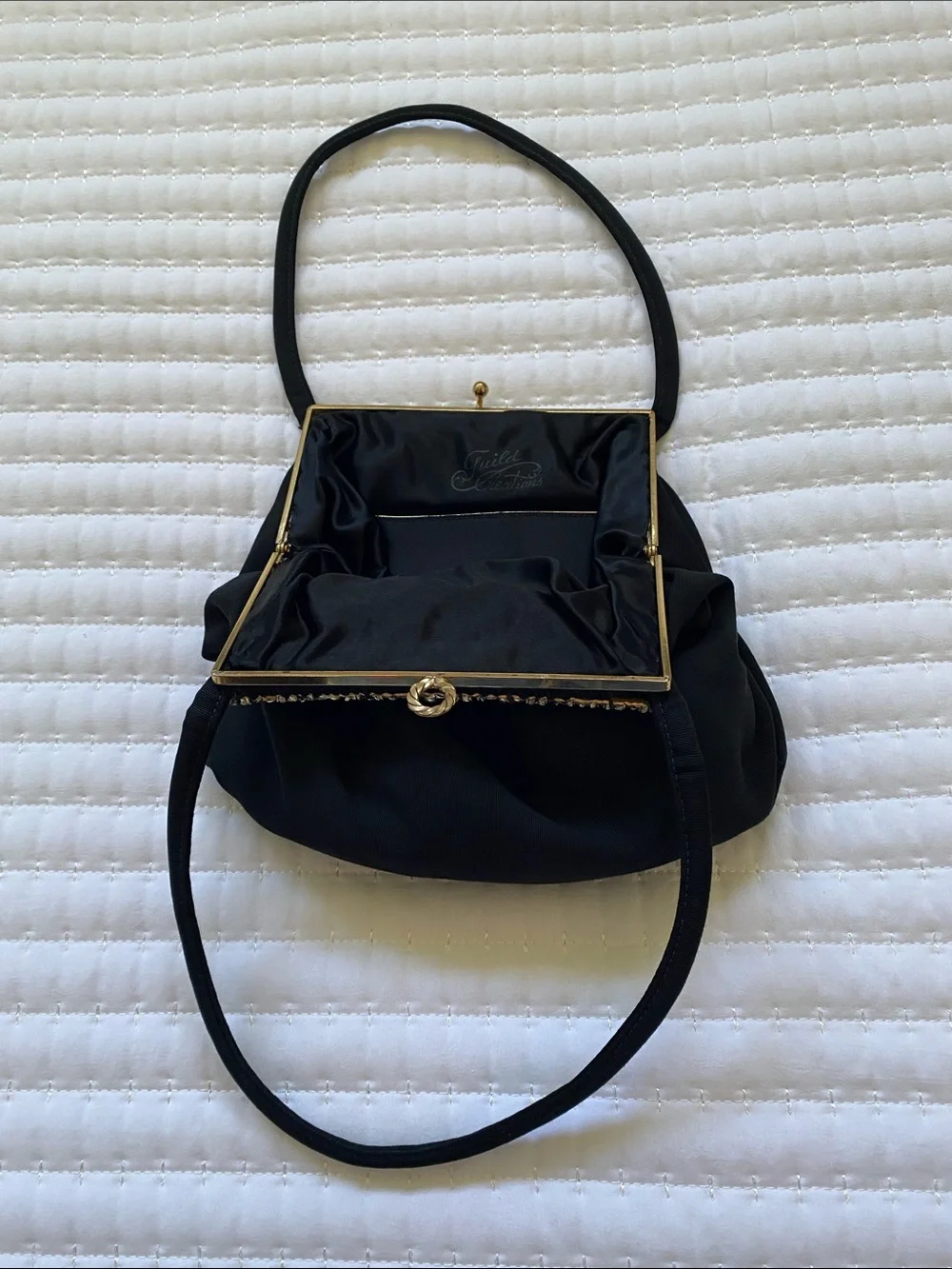 Vintage Elegant Black Evening Handbag with Jeweled Frame Guild Creations